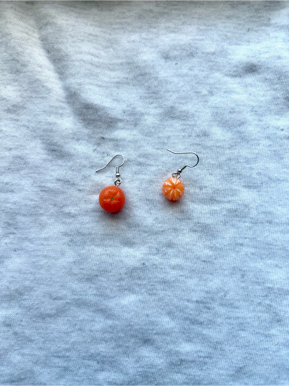 peeled orange fruit earrings